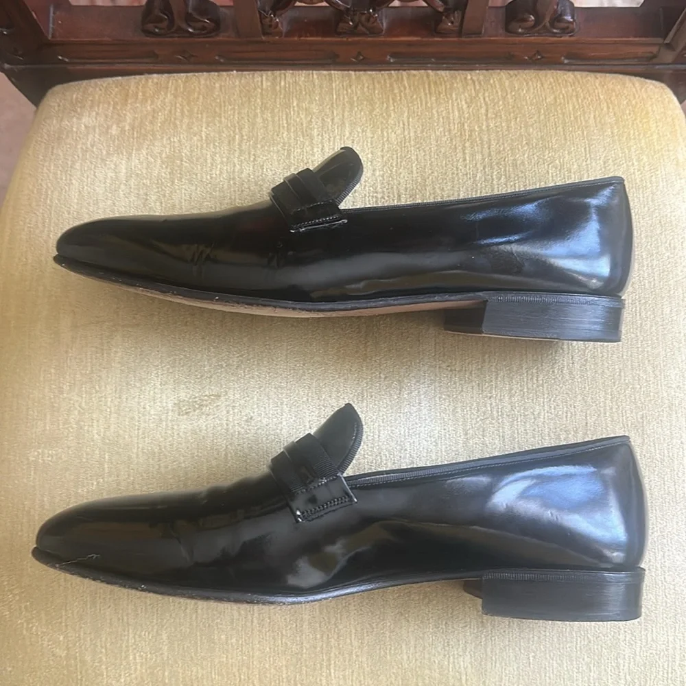 Mariano Black Patent Leather Dress Loafers Tuxedo Opera Shoes for Men Size 9